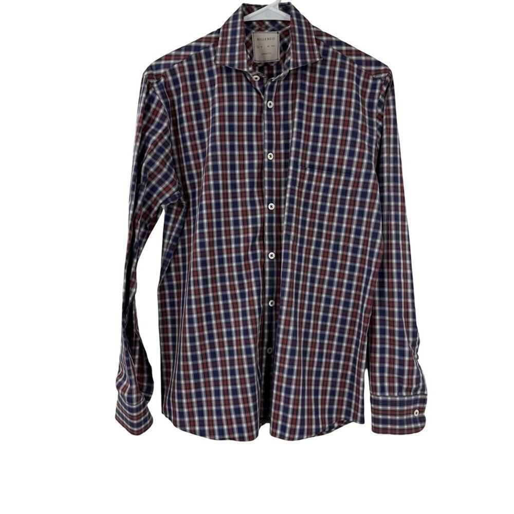 Billy Reid Navy Red Plaid Buttondown Button Down Shirt Sz S
